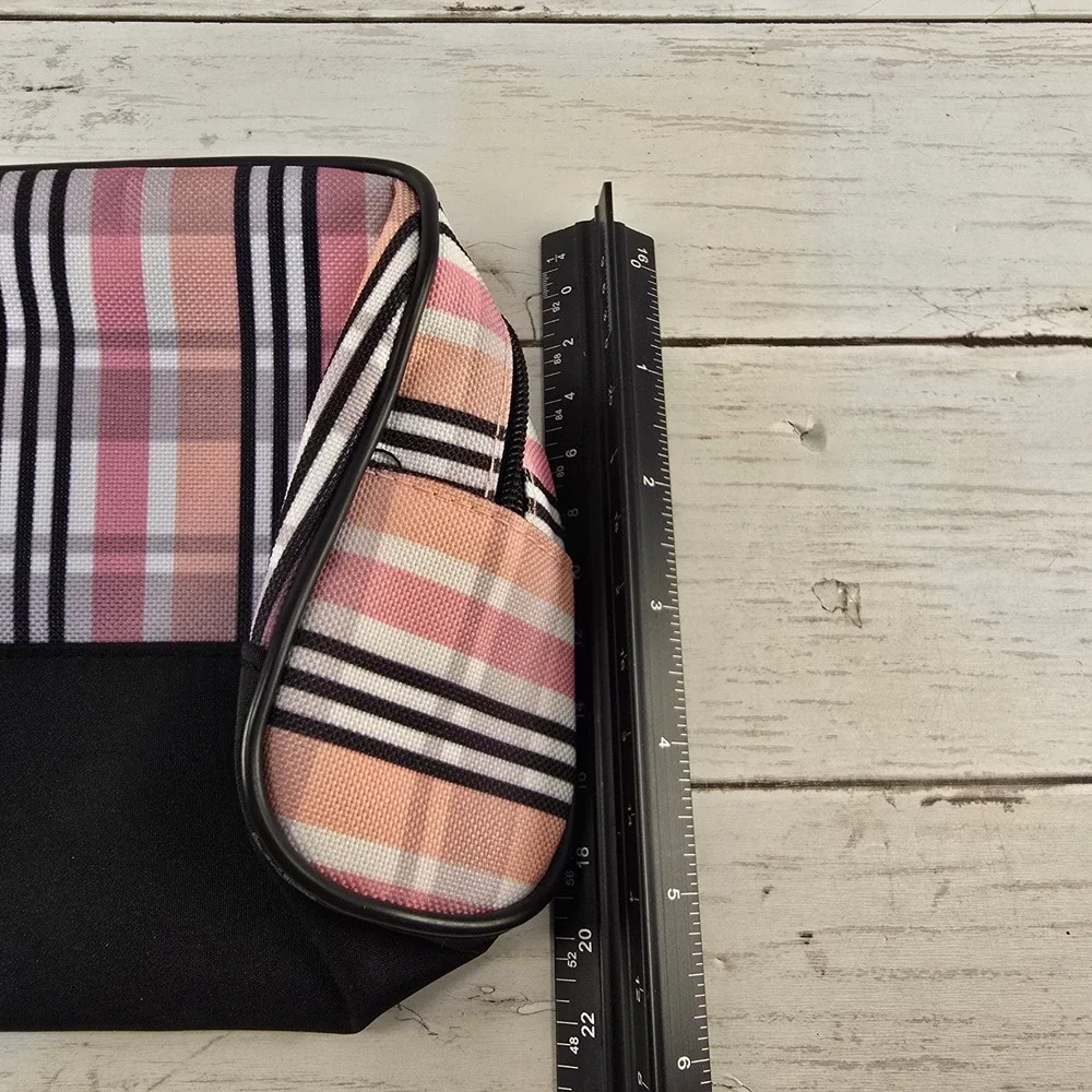 Lancome Cosmetic Bag 3pc Pink Plaid Snakeskin Giraffe Faux Fur Makeup Pouches